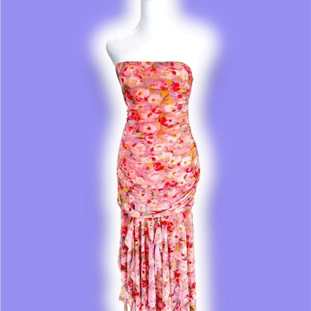 Zara Floral Strapless Dress